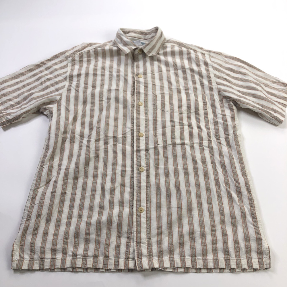 Patagonia VINTAGE 90s Small Button Short Sleeve Collared Shirt Orange Beige